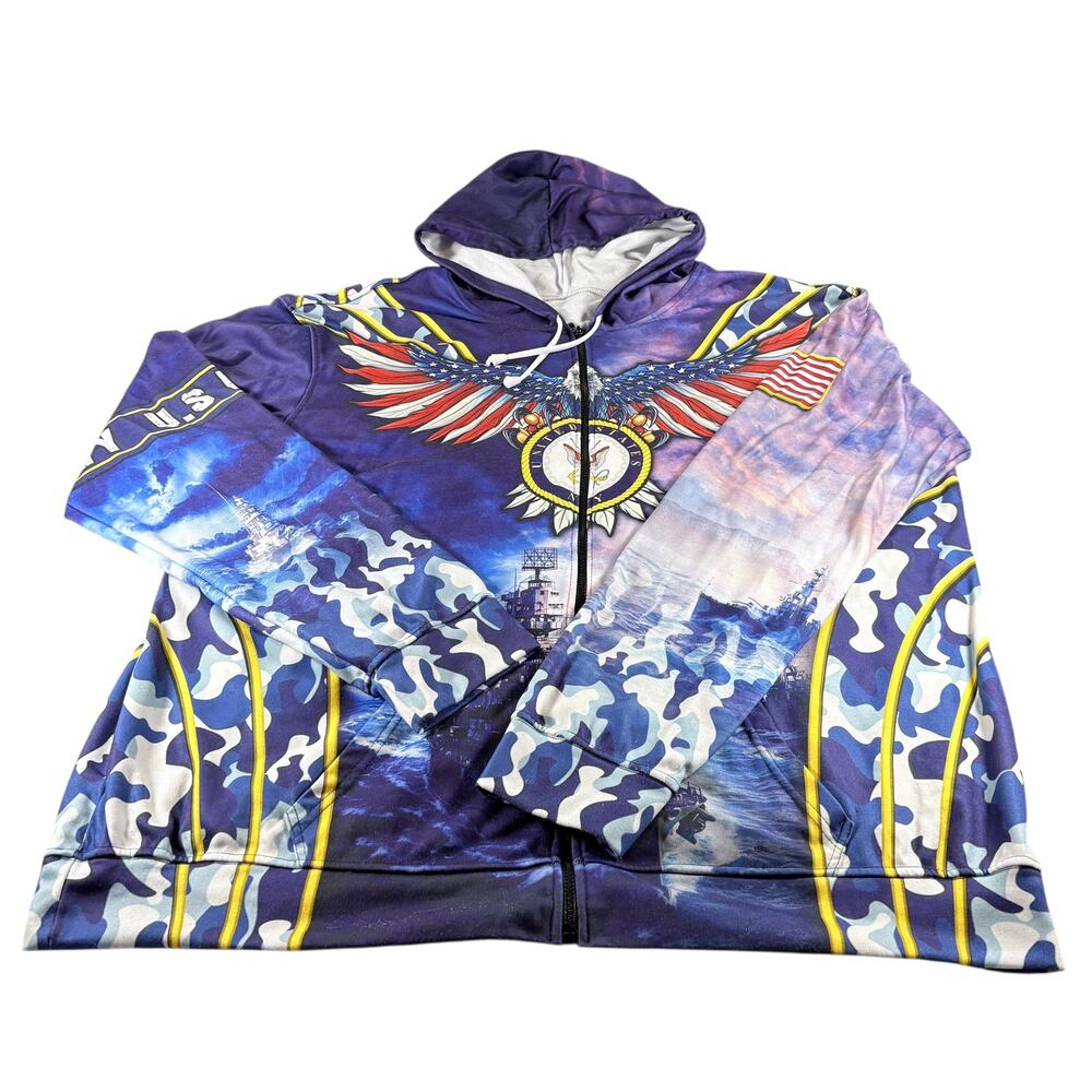 US Navy All Over‎ Design Hoodie Full Zip Unbranded Sz 3XL